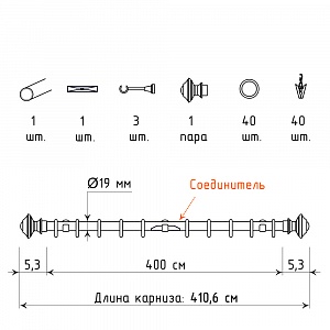 изображение однорядный стеновой карниз для штор «верди» на olexdeco.ru