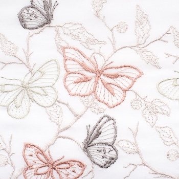 Ткань для штор-кафе коллекция «Butterfly» персик с серым